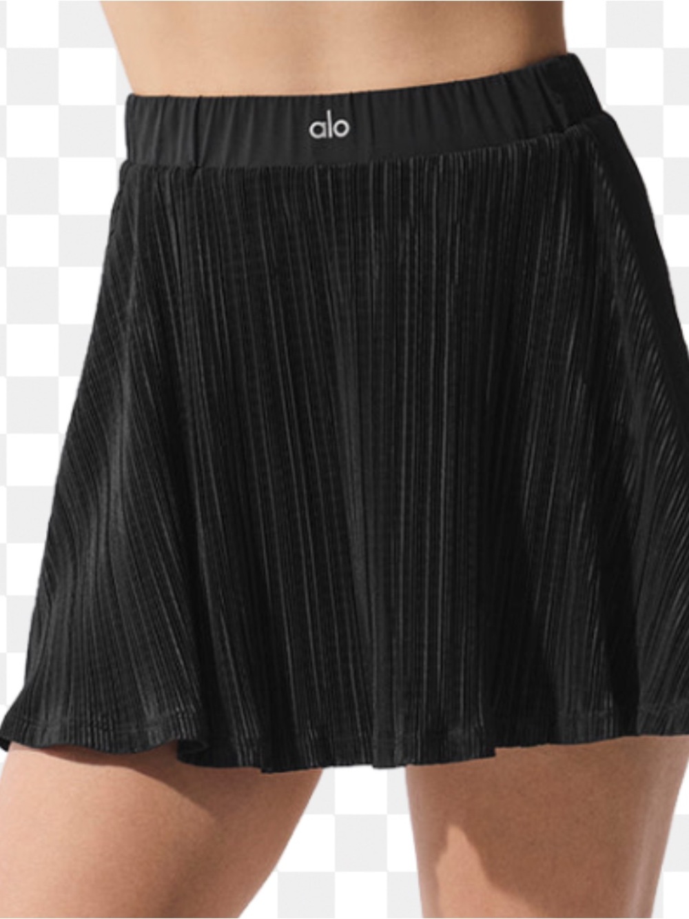 Alo Yoga Womens Micro Plisse Tennis Skirt in black S